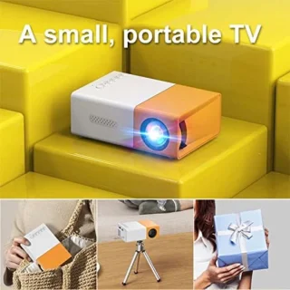 Mini Beamer - Input tot 1080P Full HD - Projector - Mini Projector - HDMI - USB - Wit / geel - Smartphone - Draagbaar - Ingebouwde speaker