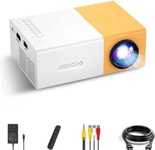 Mini Beamer - Input tot 1080P Full HD - Projector - Mini Projector - HDMI - USB - Wit / geel - Smartphone - Draagbaar - Ingebouwde speaker