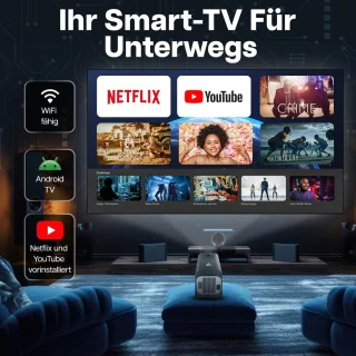 Kleine Mini Beamer met Korte Afstand - Draagbare Smart Projector voor Mobiele Telefoon met Android TV Beamer