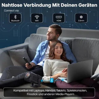 Kleine Mini Beamer met Korte Afstand - Draagbare Smart Projector voor Mobiele Telefoon met Android TV Beamer