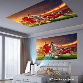 SNJY® Mini Beamer - Mini Projector - Beamer 4k - 180° Draaibaar - Wit