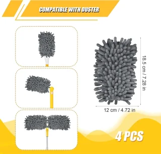 Duster Navulls voor Reiniging - Microvezel Plafondventilator Stofdoeken - 4 Stuks