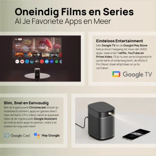 XGIMI MoGo 2 (GTV) Pro Draagbare Smart-Projector + Multi-Angle Stand – Full HD 1080p – 430 ISO Lumen – Google TV met Netflix – Dolby Audio