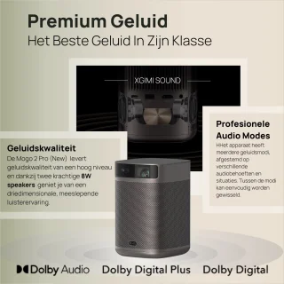 XGIMI MoGo 2 (GTV) Pro Draagbare Smart-Projector + Multi-Angle Stand – Full HD 1080p – 430 ISO Lumen – Google TV met Netflix – Dolby Audio
