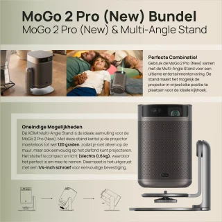 XGIMI MoGo 2 (GTV) Pro Draagbare Smart-Projector + Multi-Angle Stand – Full HD 1080p – 430 ISO Lumen – Google TV met Netflix – Dolby Audio