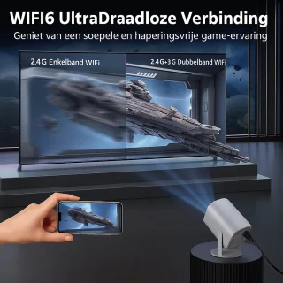 Mini Beamer - Draagbare Projector - 4K Decoder - 720P HD - Smart Projector - WiFi 6 - Bluetooth 5.0 - Home Cinema - Buitenbioscoop - Rotatie 180° - Auto Keystone - Stil Geluid - Compact - HDMI - USB - Voor Smartphone & Laptop