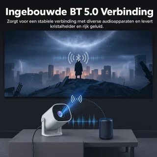 Mini Beamer - Draagbare Projector - 4K Decoder - 720P HD - Smart Projector - WiFi 6 - Bluetooth 5.0 - Home Cinema - Buitenbioscoop - Rotatie 180° - Auto Keystone - Stil Geluid - Compact - HDMI - USB - Voor Smartphone & Laptop