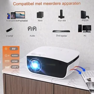 7500 liter draagbare mini-beamer voor thuisbioscoop - ondersteunt 1080p Full HD LCD - scherm inclusief - videobeamer voor smartphone tv-stick PS5 PC laptop USB Beamer