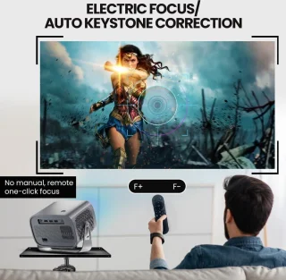 Mrs. Jones 360° draaibare mini-beamer 1080p Android 11.0 wandprojector met luidspreker Netflix auto-focus 2 + 16 GB tv-beamer bluetooth - krachtige projectie .