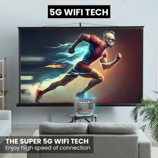 Mrs. Jones 360° draaibare mini-beamer 1080p Android 11.0 wandprojector met luidspreker Netflix auto-focus 2 + 16 GB tv-beamer bluetooth - krachtige projectie .
