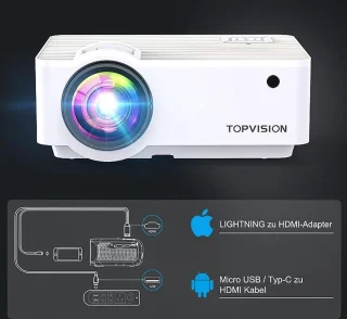 Mini Beamer, Home Cinema Beamer Ondersteunt 1080P Full HD, 7000 Lumen Video Beamer met 300'' Display, 120000 uur LED Projector Compatibel met HDMI/USB/SD/AV/VGA