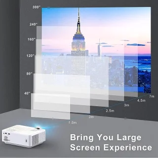 Mini Beamer, Home Cinema Beamer Ondersteunt 1080P Full HD, 7000 Lumen Video Beamer met 300'' Display, 120000 uur LED Projector Compatibel met HDMI/USB/SD/AV/VGA