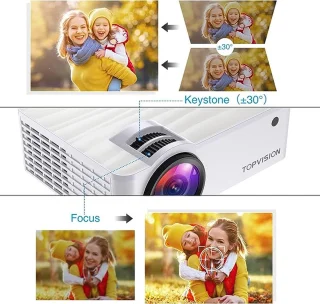 Mini Beamer, Home Cinema Beamer Ondersteunt 1080P Full HD, 7000 Lumen Video Beamer met 300'' Display, 120000 uur LED Projector Compatibel met HDMI/USB/SD/AV/VGA