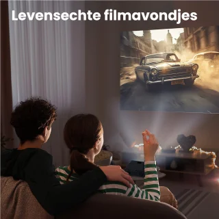 Auronic Beamer 10.000 Lumen - WiFi Projector - 1080P Full HD Streamen vanaf je telefoon - Smart Mini Beamer - HDMI-kabel - Afstandsbediening - Zwart