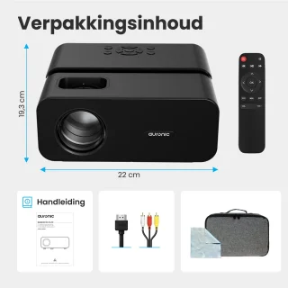 Auronic Beamer 10.000 Lumen - WiFi Projector - 1080P Full HD Streamen vanaf je telefoon - Smart Mini Beamer - HDMI-kabel - Afstandsbediening - Zwart