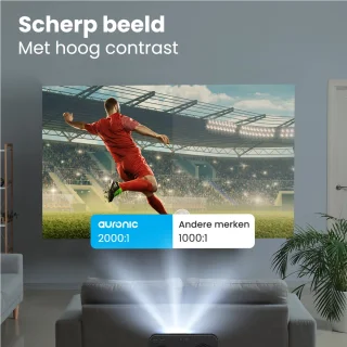 Auronic Beamer 10.000 Lumen - WiFi Projector - 1080P Full HD Streamen vanaf je telefoon - Smart Mini Beamer - HDMI-kabel - Afstandsbediening - Zwart