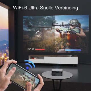 1080P Full HD Beamer met WiFi6, 20000 Lumen en 4D Trapezkorrektur - Ideaal voor Heimkino
