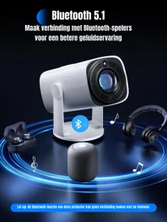 SCH® Draagbare beamer - Beamer - Projector - Mini Beamer - Wit - 20cm x 11cm x 11cm