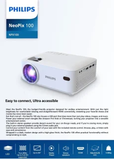 Vaste videoprojector scherm 65 inch (165 cm) LED NeoPix 100 - met hifi-stereo-luidsprekers - USB HDMI - compact wit Beamer