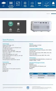 Vaste videoprojector scherm 65 inch (165 cm) LED NeoPix 100 - met hifi-stereo-luidsprekers - USB HDMI - compact wit Beamer