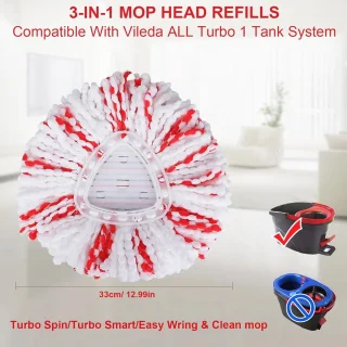 Mop Hoofd Vullingen voor Turbo Mops - Microfiber Vervangingen voor Diepe Reiniging