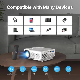 Draagbare Bluetooth Mini Projector - 10000 Lux 1080P HD Beamer voor Thuis en Buiten