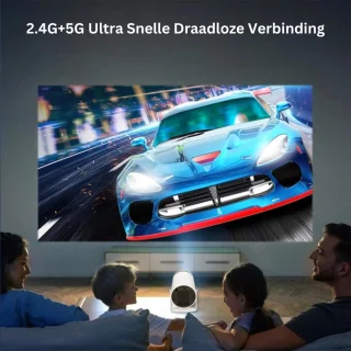 Mini Beamer - Video Projector - 180° Draaicirkel - Wit - Android - 4K/200 ANSI - WiFi 6 - BT 5.0 - Home Cinema