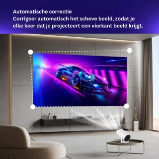 Mini Beamer - Video Projector - 180° Draaicirkel - Wit - Android - 4K/200 ANSI - WiFi 6 - BT 5.0 - Home Cinema