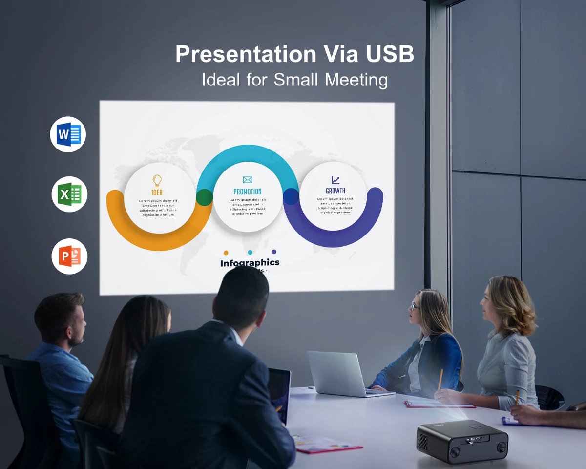 4K Mini Projector FHD 1080P Draagbare Home Theater Beamer Zwart