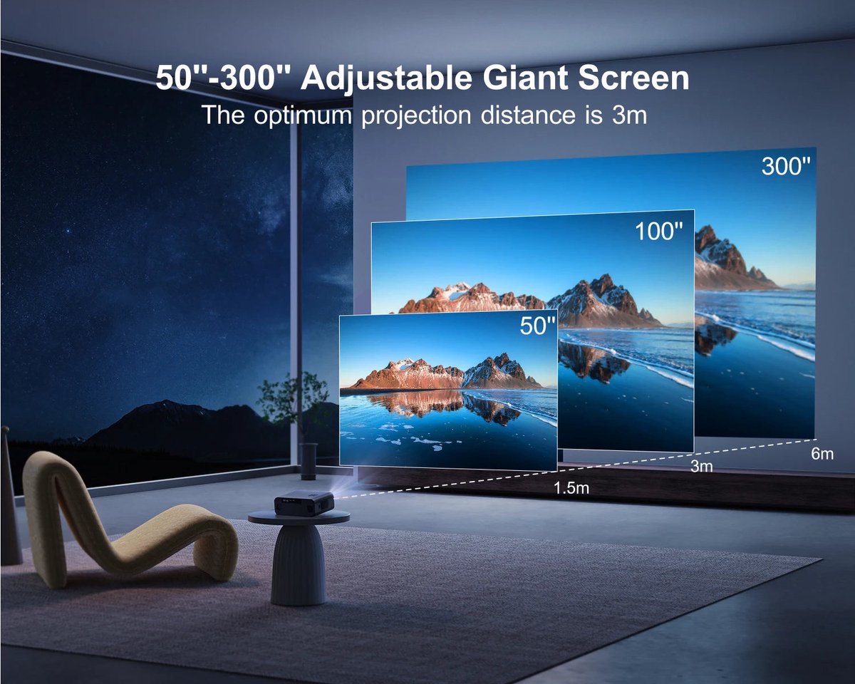4K Mini Projector FHD 1080P Draagbare Home Theater Beamer Zwart