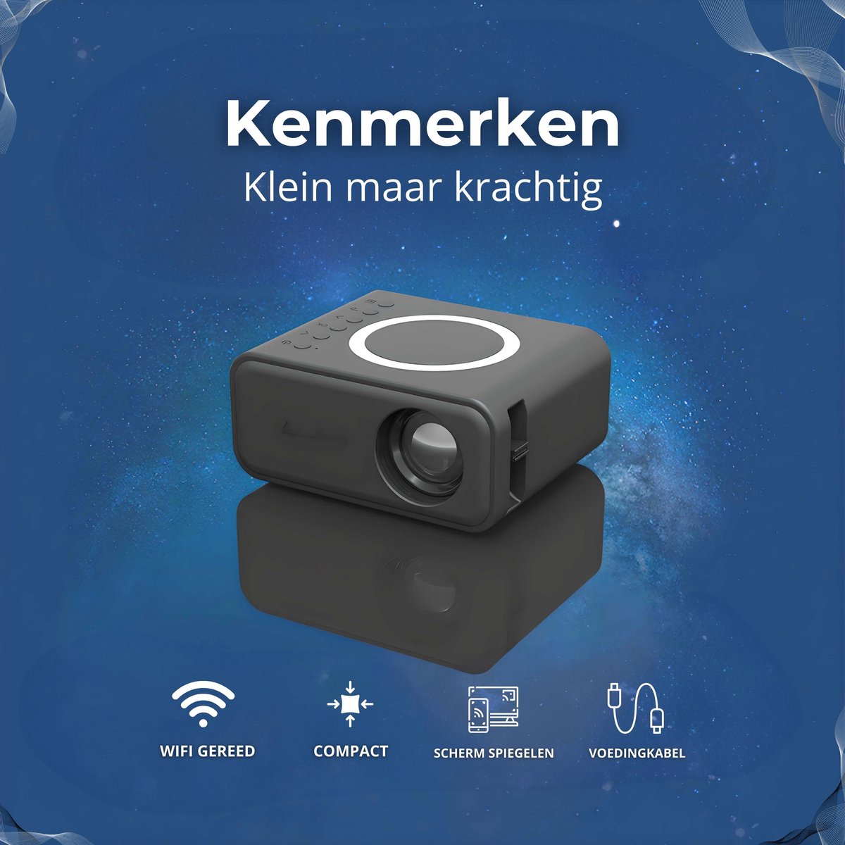 AJGR TrueLens 1500 Full HD Mini Beamer Zwart
