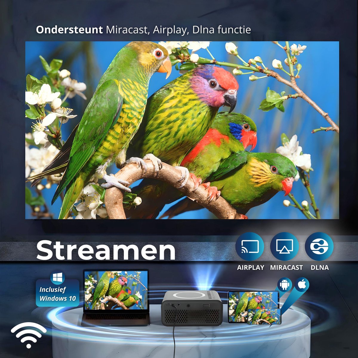 AJGR TrueLens 1500 Full HD Mini Beamer Zwart