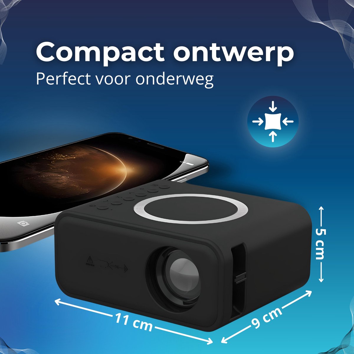 AJGR TrueLens 1500 Full HD Mini Beamer Zwart