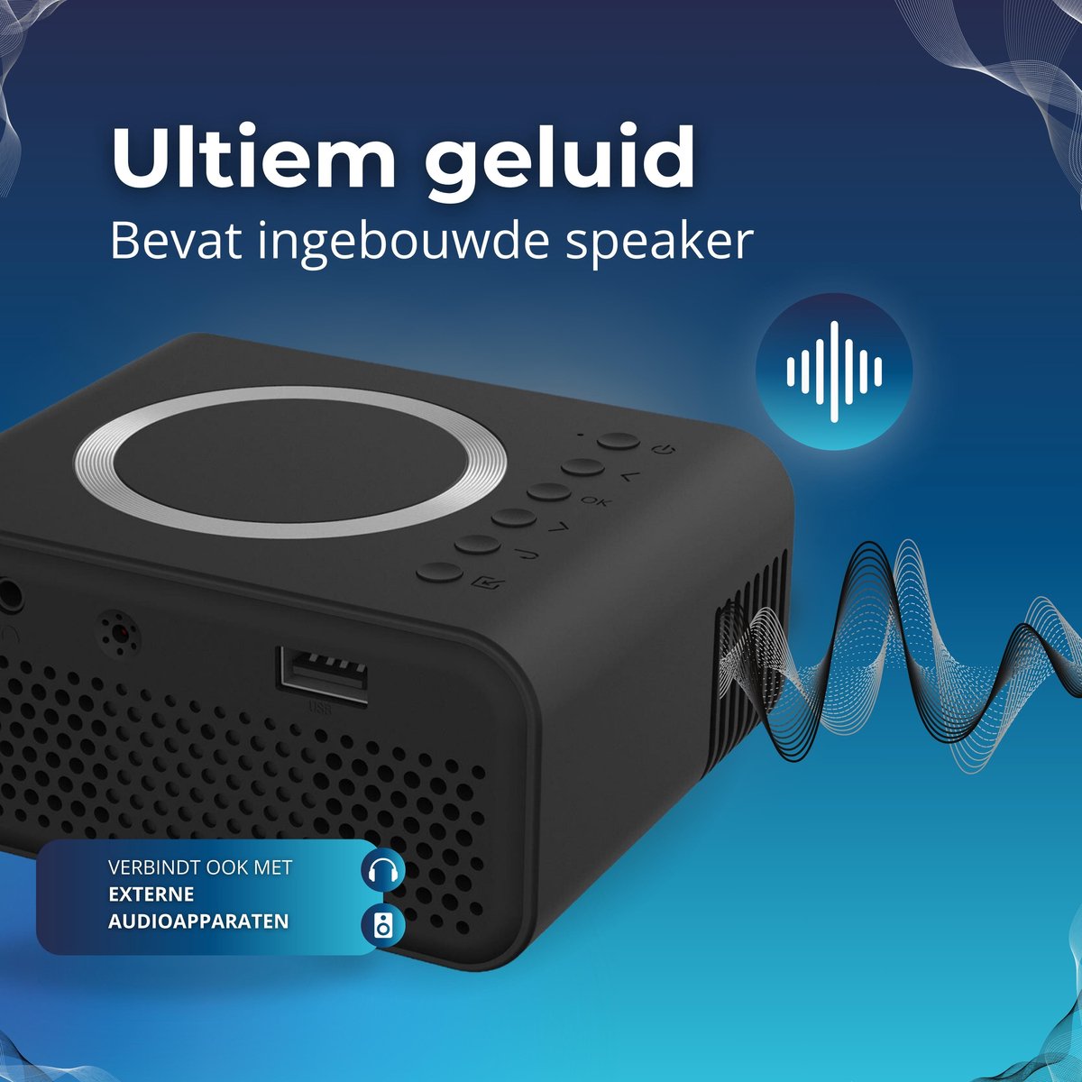 AJGR TrueLens 1500 Full HD Mini Beamer Zwart