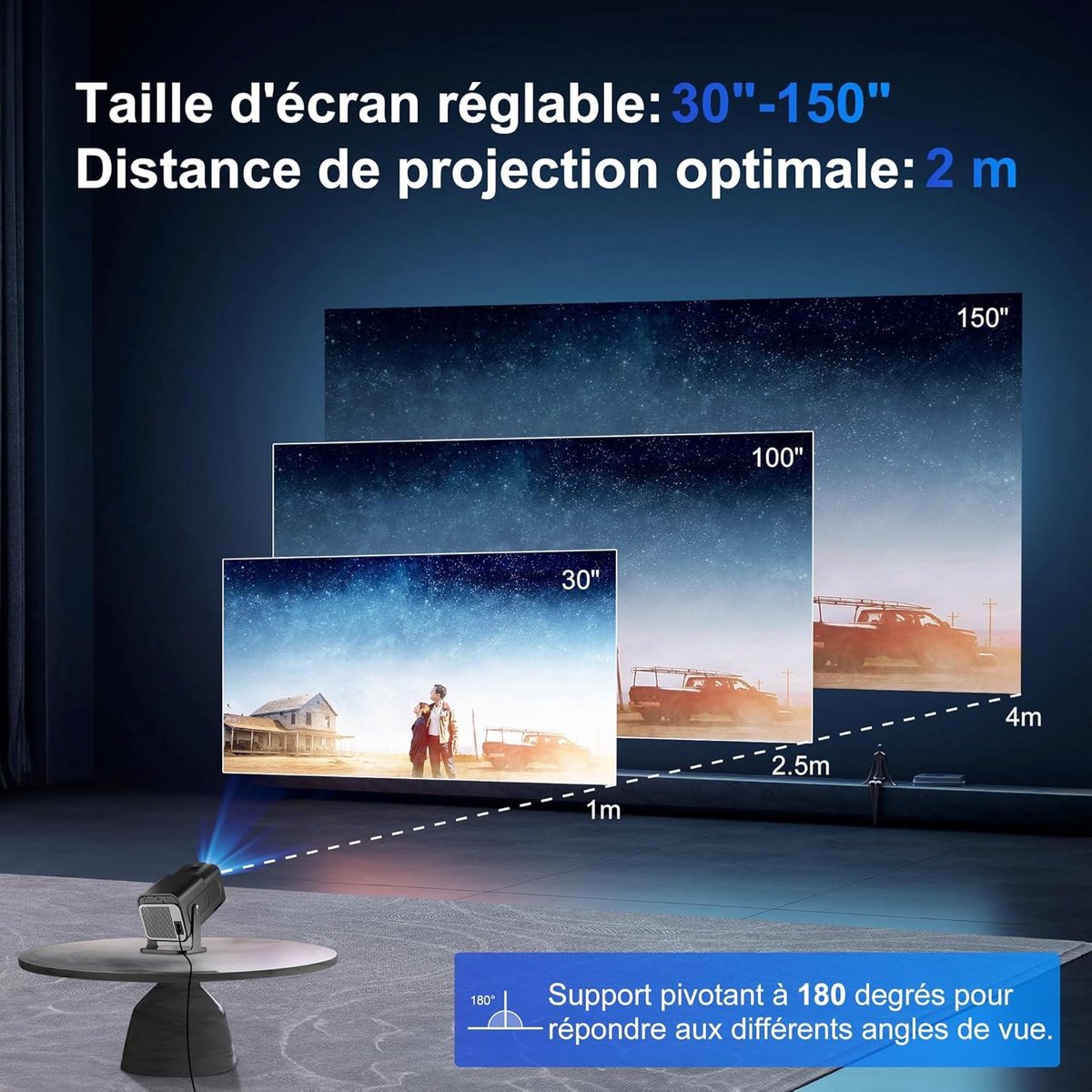 Allesin Mini Beamer 4K Native 1080p Projector