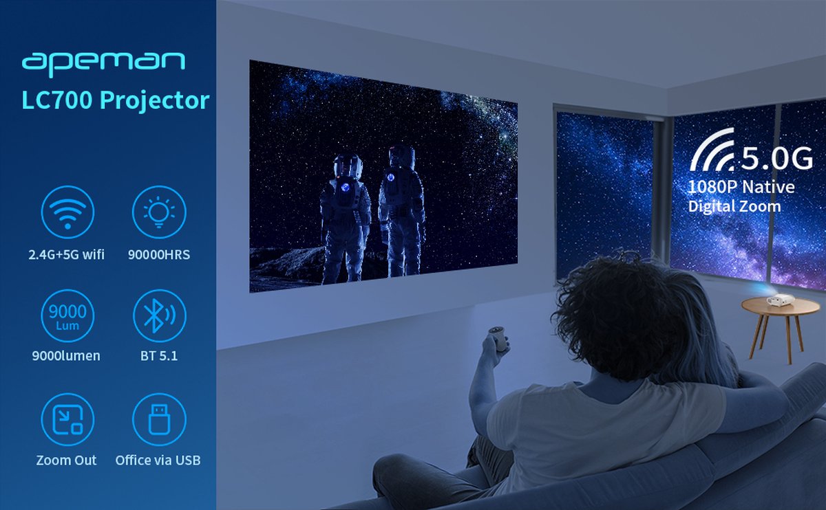 Apeman LC700 1080P Beamer Wit