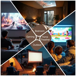 Atlasyx beamer mini projector smart film draagbare 360° correctie 29 x 18 x 20 cm wit