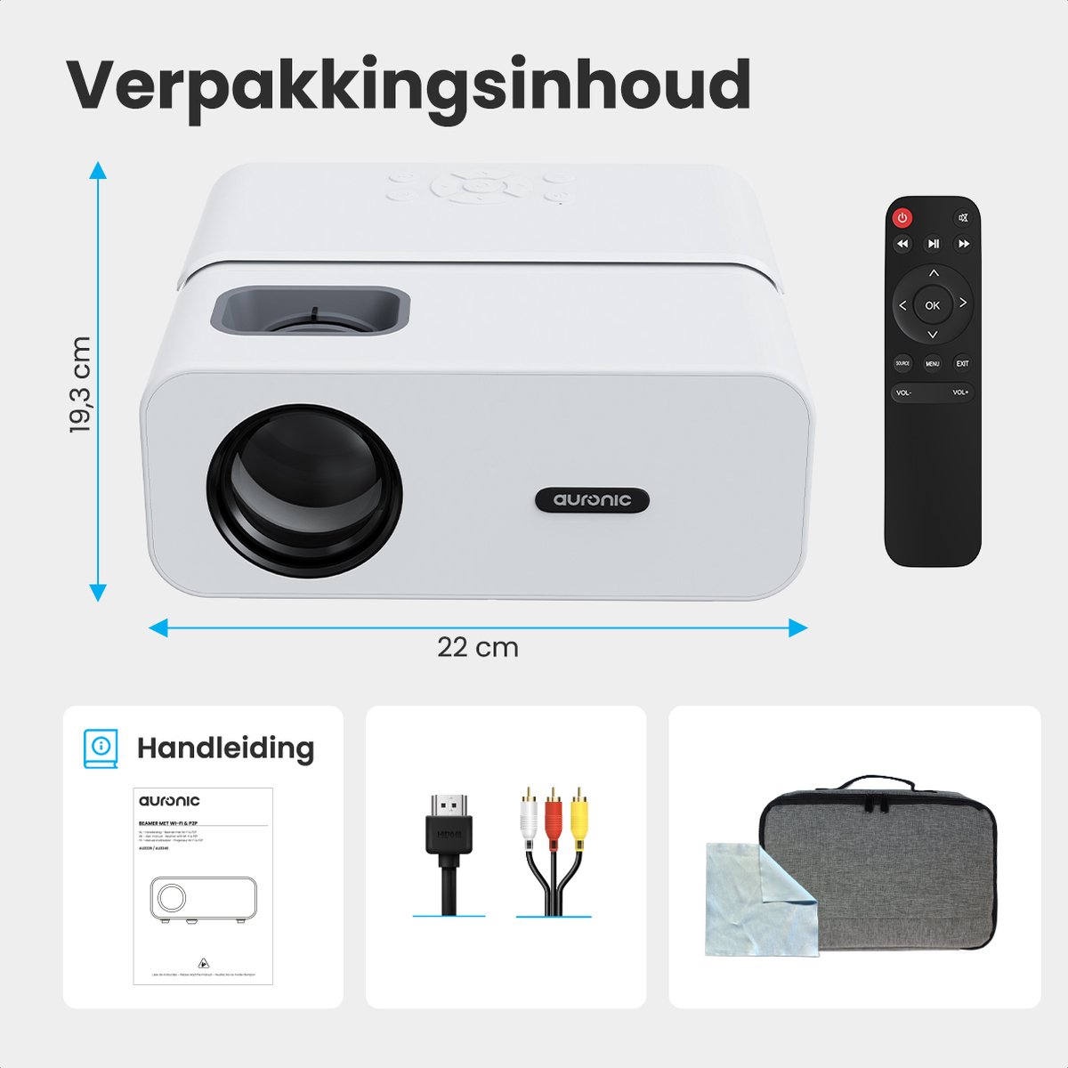 Auronic Beamer 10000 Lumen Full HD Wifi Projector Wit