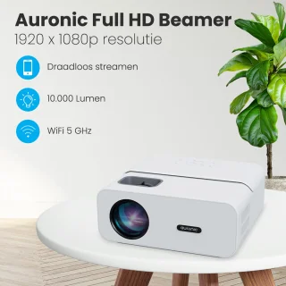 Auronic Beamer 10000 Lumen Full HD Wifi Projector Wit
