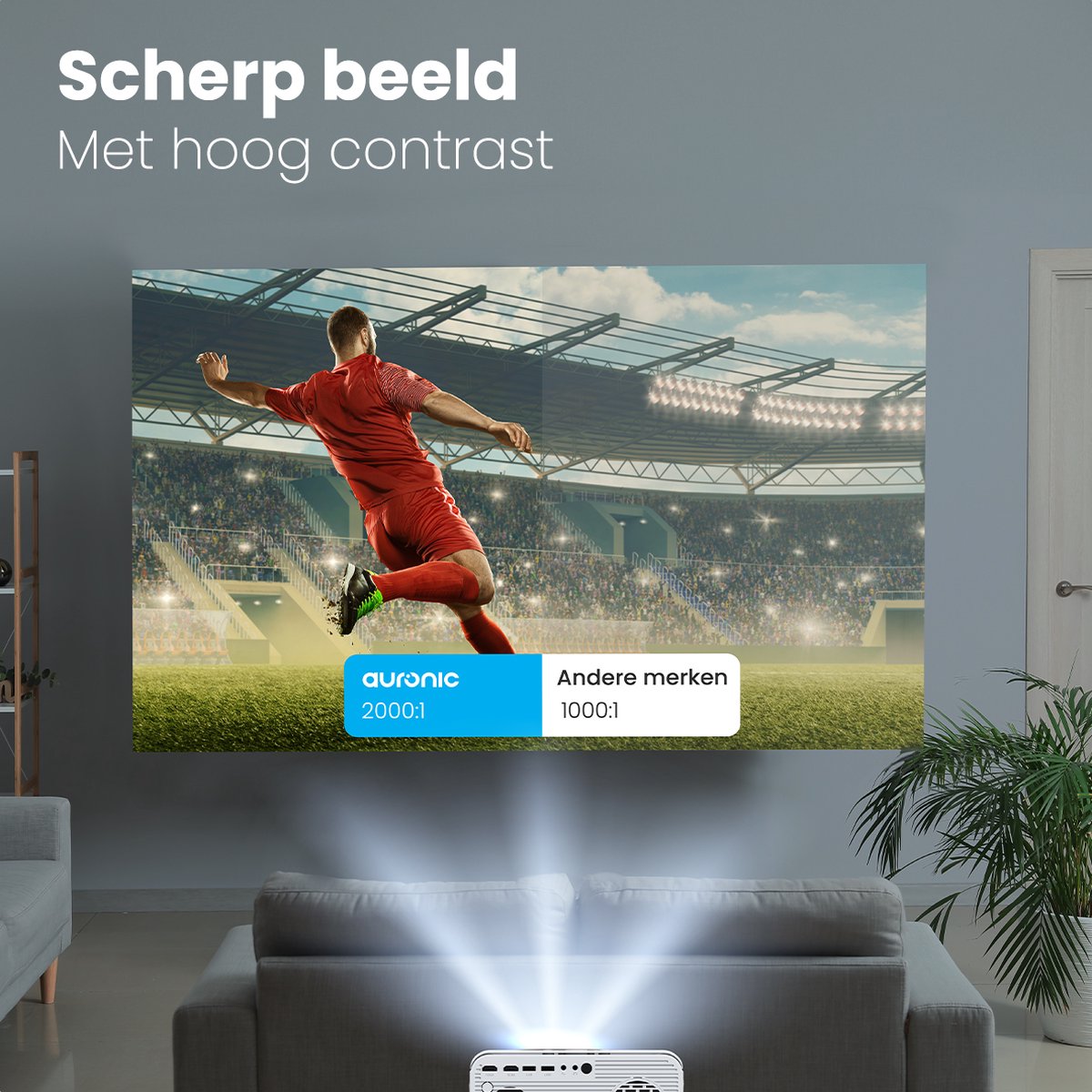 Auronic Beamer 10000 Lumen Full HD Wifi Projector Wit