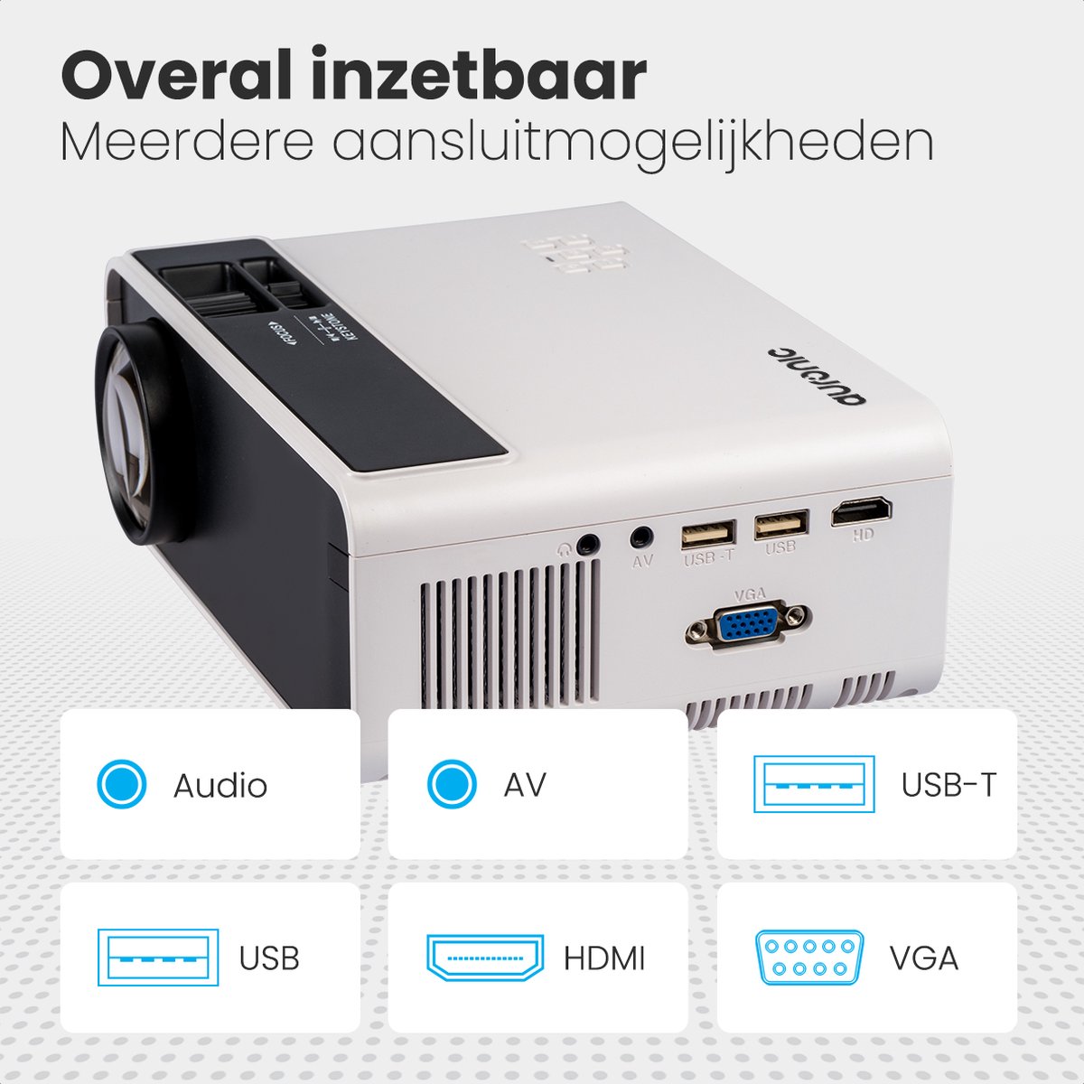 Auronic Mini Beamer HD Ready WiFi 4500 Lumen Wit