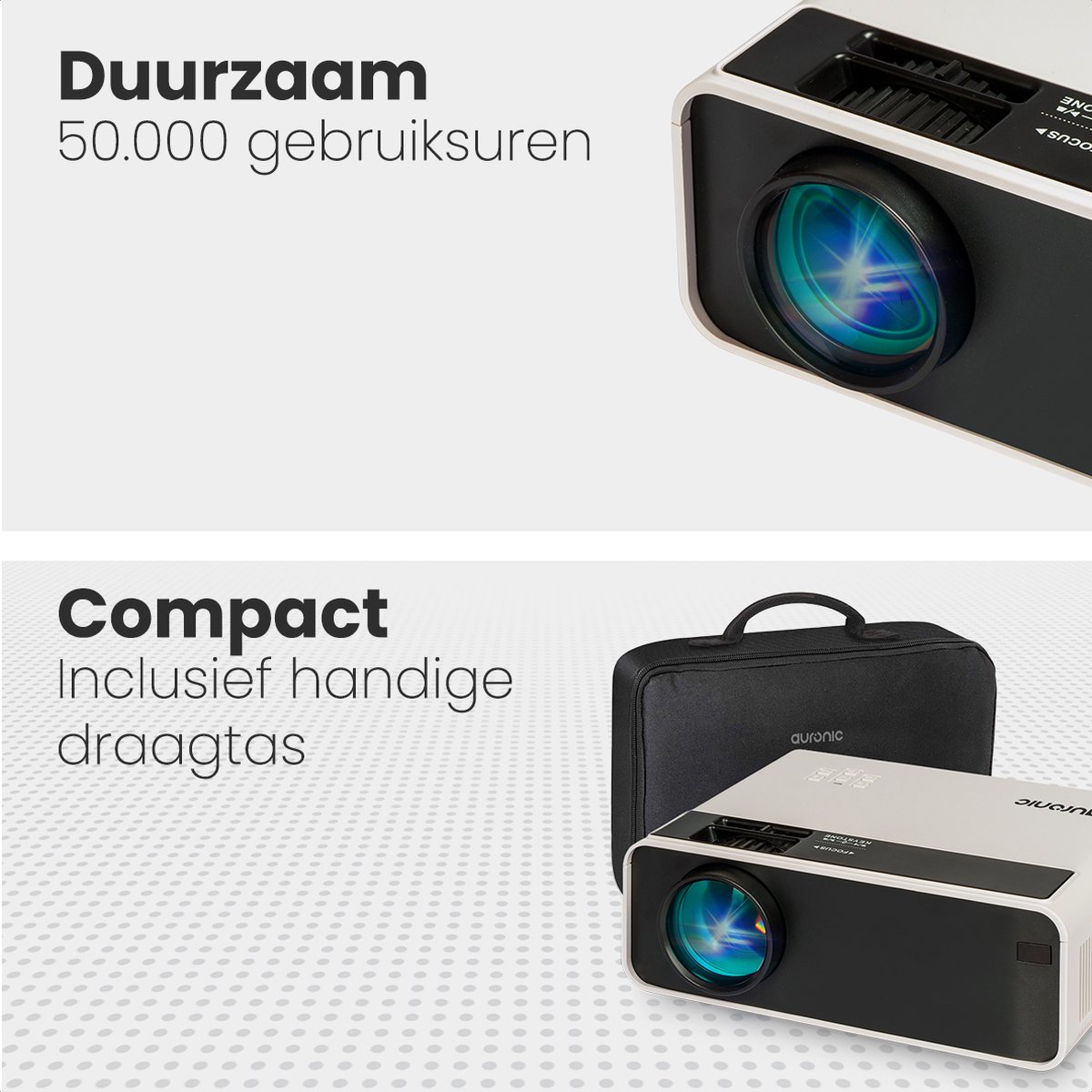 Auronic Mini Beamer HD Ready WiFi 4500 Lumen Wit