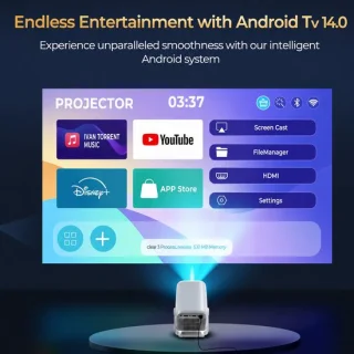 Beamer 500 ANSI Lumen native 1080P-resolutie Android 14-systeem