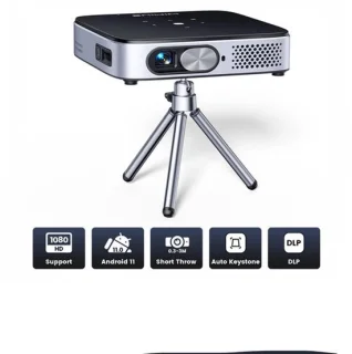 Beamer - Projector - Mini DLP Projector - Oplaadbaar - Android 11.0 - Zilveren Afwerking