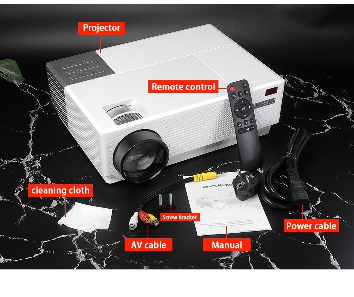 Belesy M16 Beamer Projector Wit