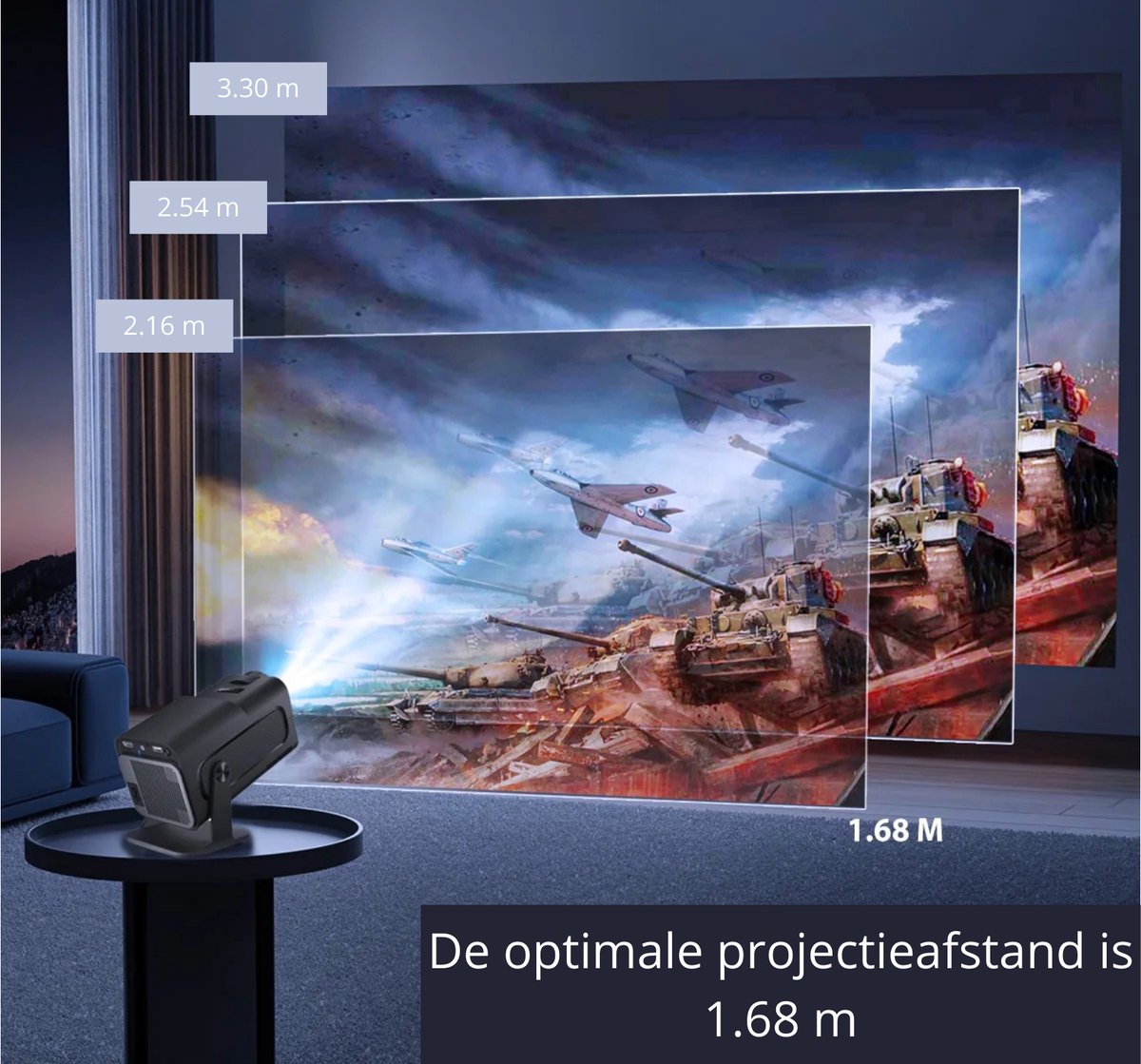 BellissiBo Mini Beamer Projector 1280x720P Android 11