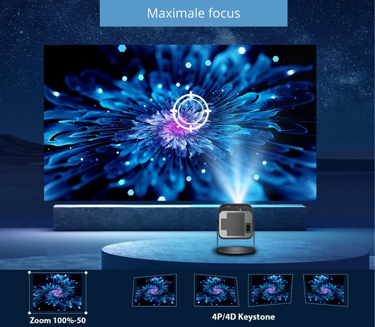 BellissiBo Mini Beamer Projector 1280x720P Android 11