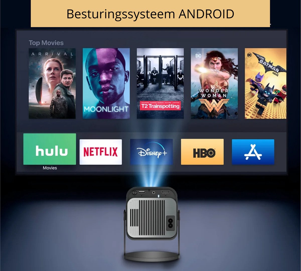BellissiBo Mini Beamer Projector 1280x720P Android 11