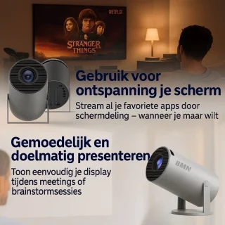 BMN Premium Mini Beamer 2025 Editie - Draagbare Projector - Grijs