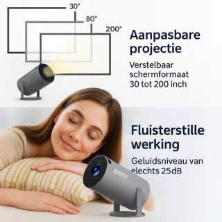 BMN Premium Mini Beamer 2025 Editie - Draagbare Projector - Grijs